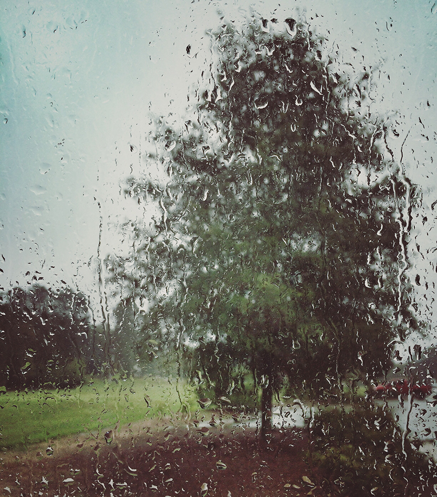 Looking out at golf course on rainy day wishing had rain insurance for events