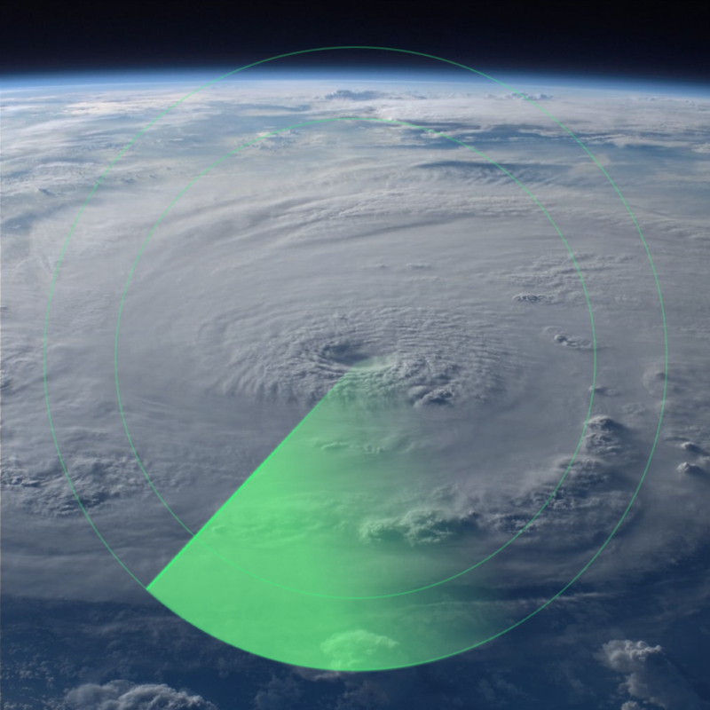 sattelite view of the eye of a hurricane with an overlay of radar indicating need for hurricane insurance